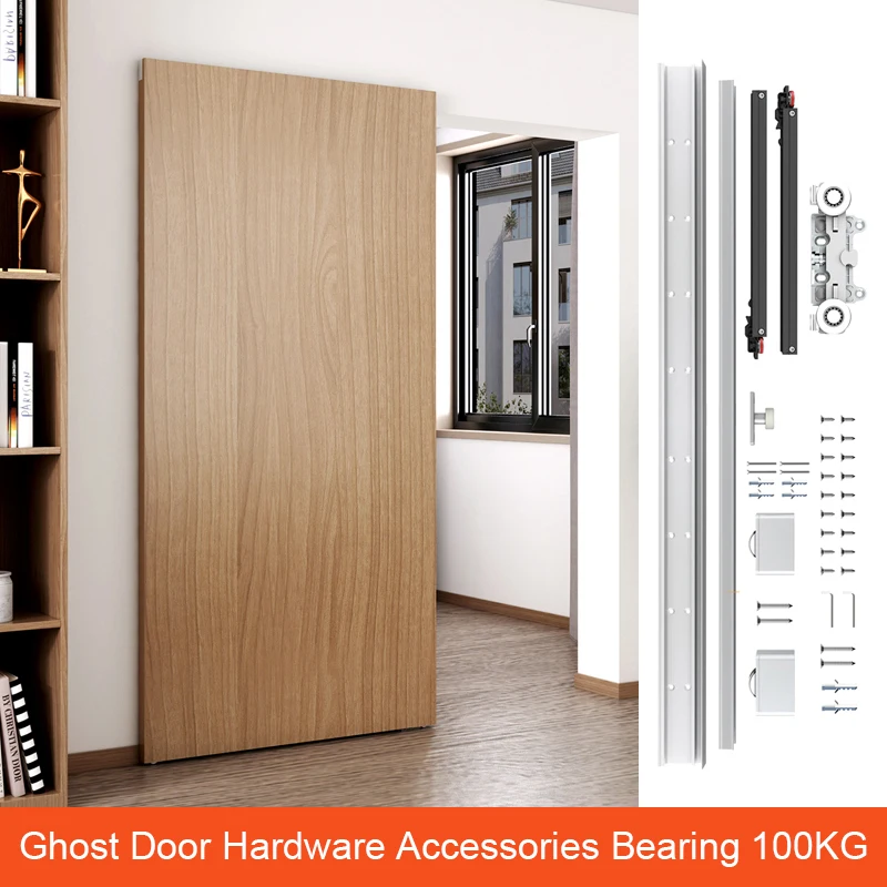 

Скрытая фурнитура для раздвижных дверей сарая с механизмом мягкого закрытия, алюминиевая направляющая 32–48 дюймов (8–120 см), невидимая направляющая для пола, Wal