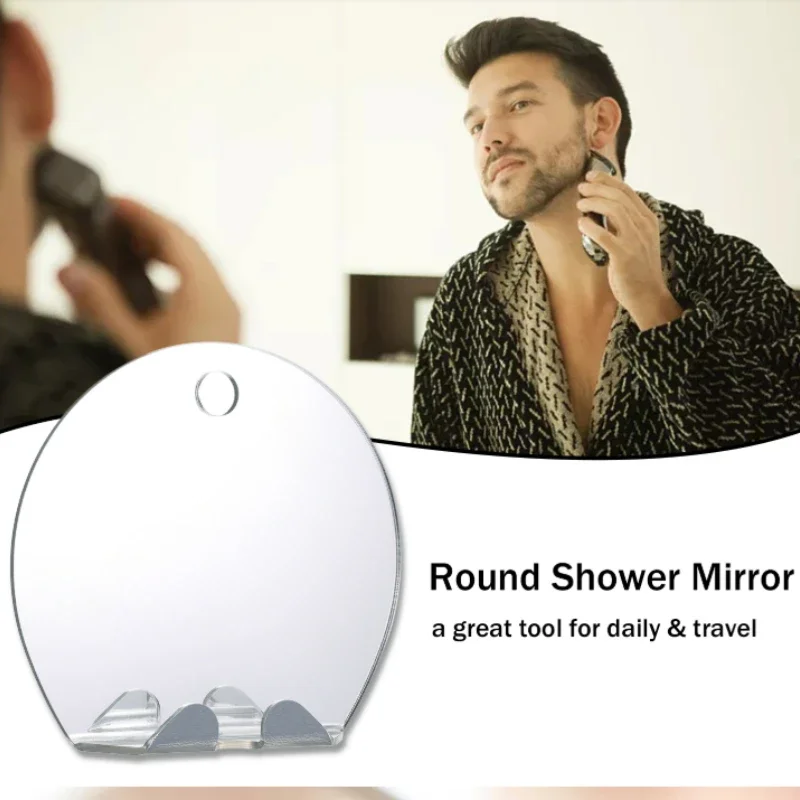 Acrylic Anti Fog Makeup Mirror With Storage Rack Wall Suction Set Bathroom Tools Shower Shaving Fogless Mirror Washroom