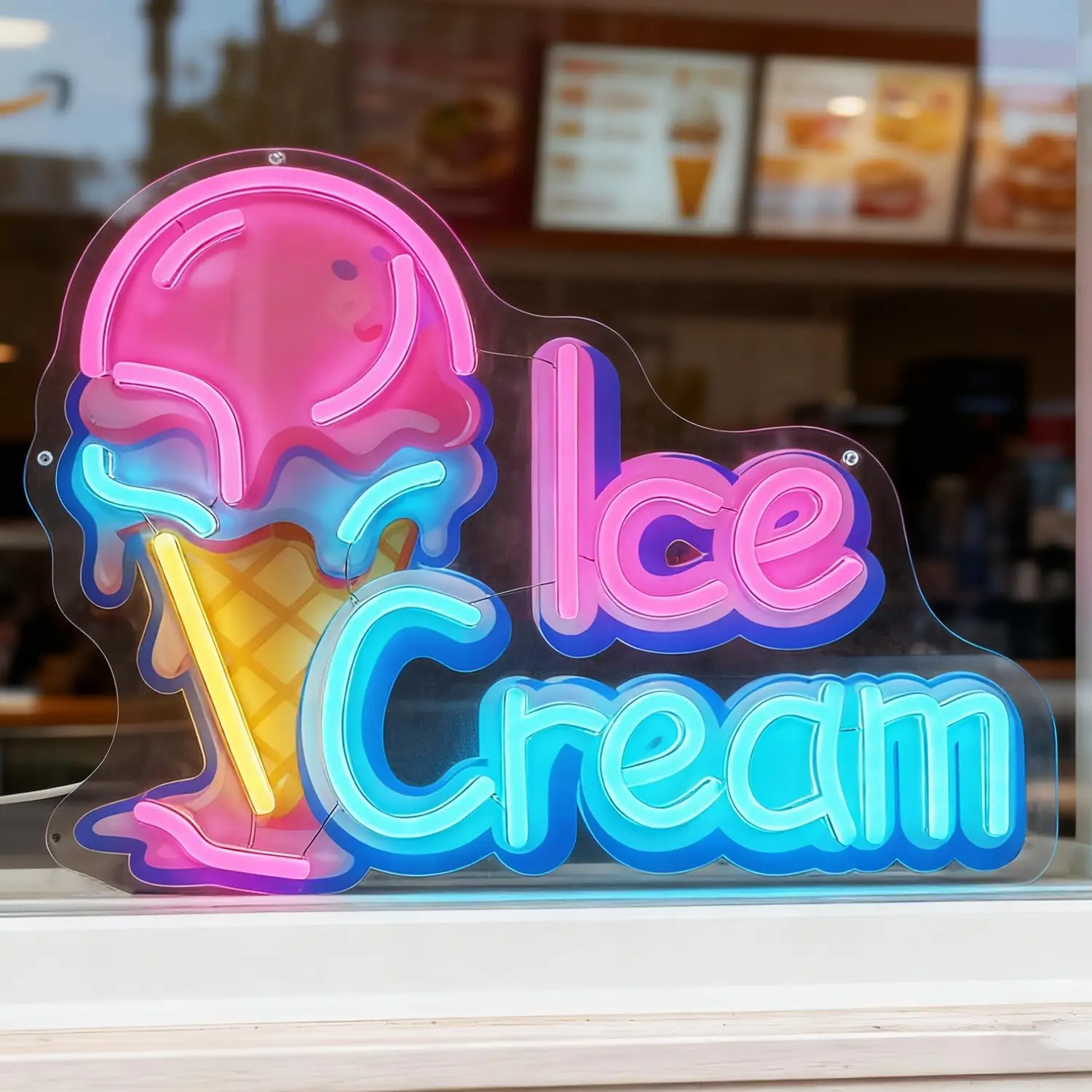 Ice Cream Neon Sign Business Art Wall Lights USB Led Light for Snack Bar Coffee Drink Shop Street Food Party Bedroom Decoration