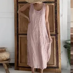100% Cotton Linen Women S Dress Casual Strap Elegant Dresses For Women Vestido Feminino
