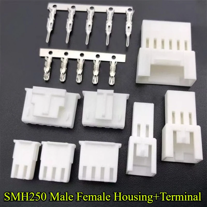 

10/30/50/100Sets/lot SMH250 Male Female Connector Housing+Terminal SMH250 2P/3P/4P/5P/6P/7P/8P Male/Female Housing with buckle