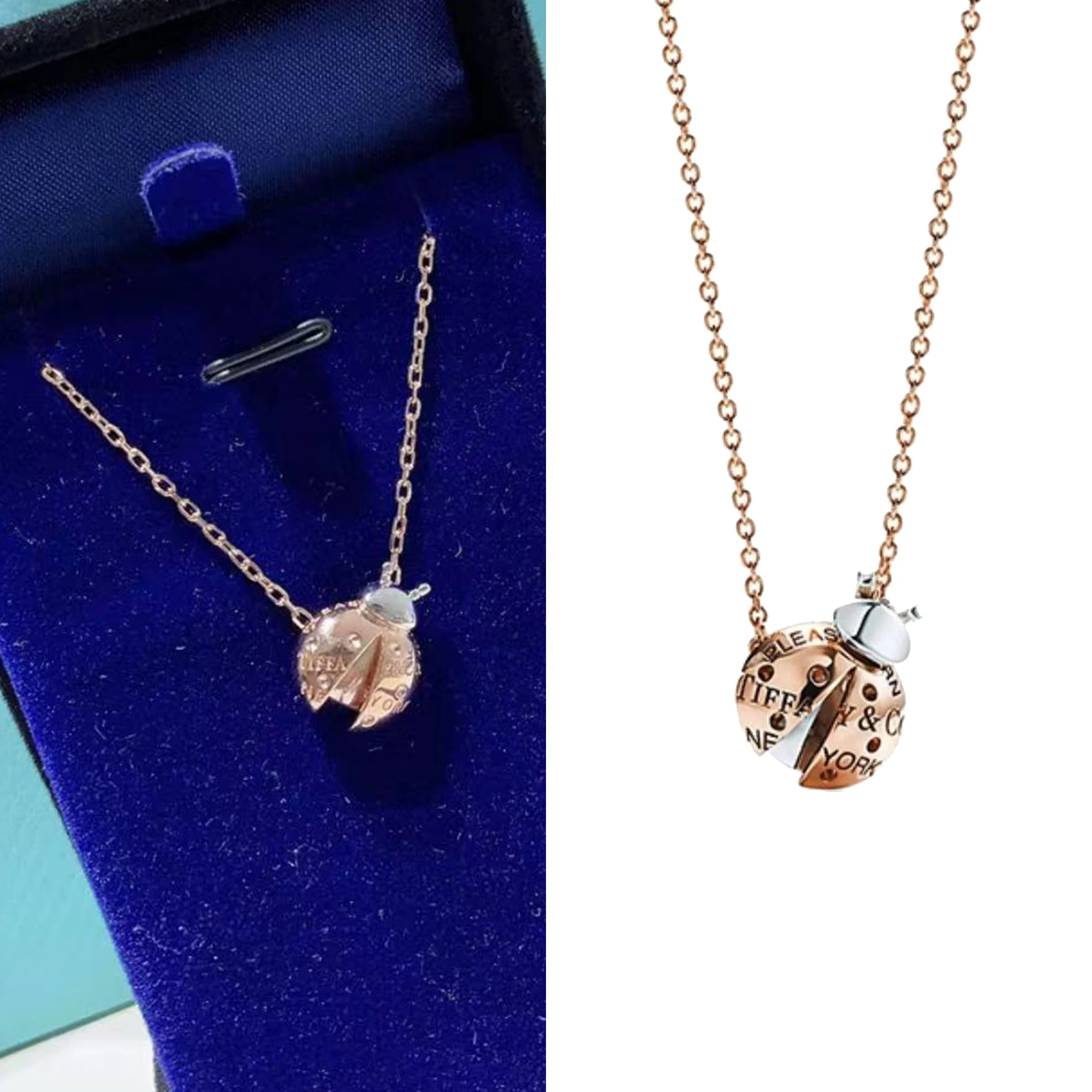 

Fashionable insect niche pendant necklace in pure silver S925, personalized temperament charm necklace TCO series
