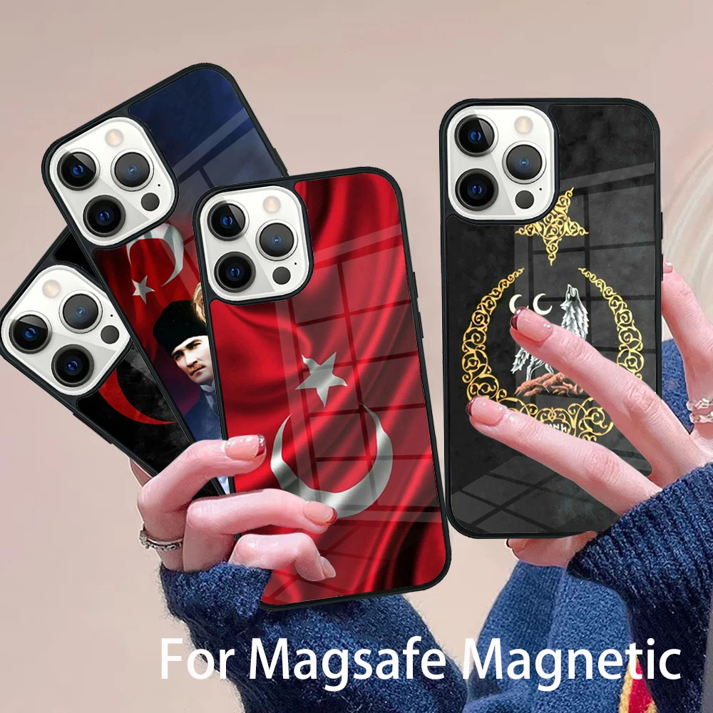 

Turkei Turkey Ataturk Flag Phone Case Magesafe Magnetic Wireless Charge Cover For IPhone 16 11 12 13 14 15 Pro Max Plus Mini