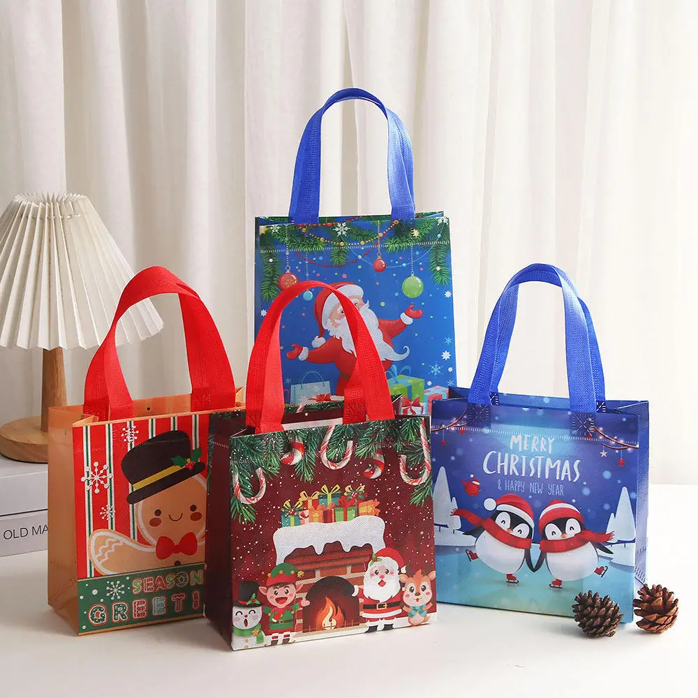 

Non Woven Fabric Waterproof Gift Tote Bag Christmas Party Folding Bag Clothing Storage Bag Noel Navidad Print Package Gift Bag