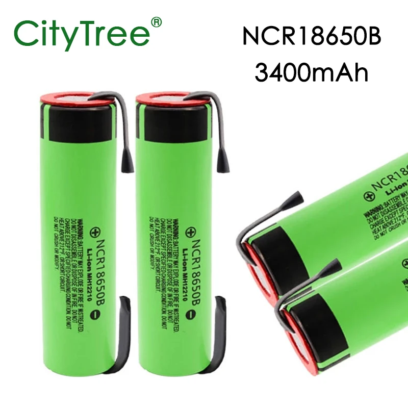 18650 Battery NCR18650B 3.7V 3400mah Lithium 18650 Rechargeable Batteries with DIY Welding Nickel Sheet