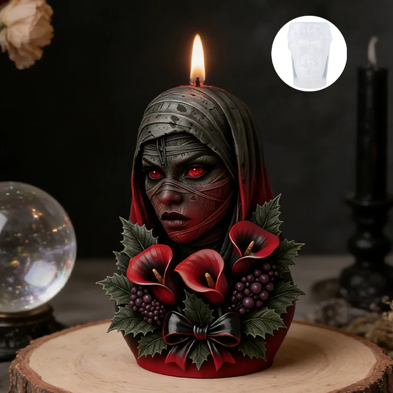 

Силиконовая форма для свечей и мыла «Темная Святая Дева»: статуэтка женщины-мумии, для гипса и смолы, для рукоделия