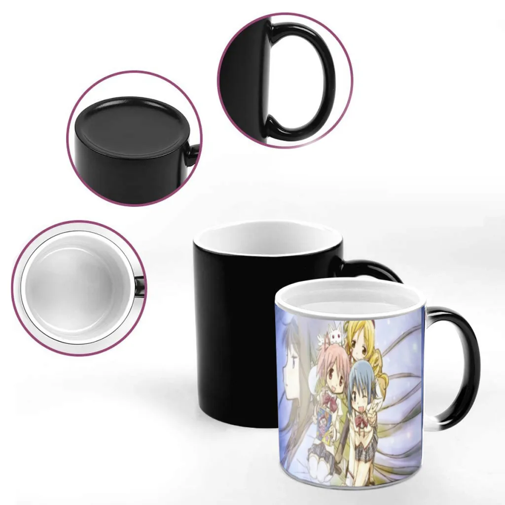 Puella Magi Madoka Magica Cartoon Manga Creative Change Ceramic Mug Heat Revealing Coffee Cup Breakfast Cup Mug Gift