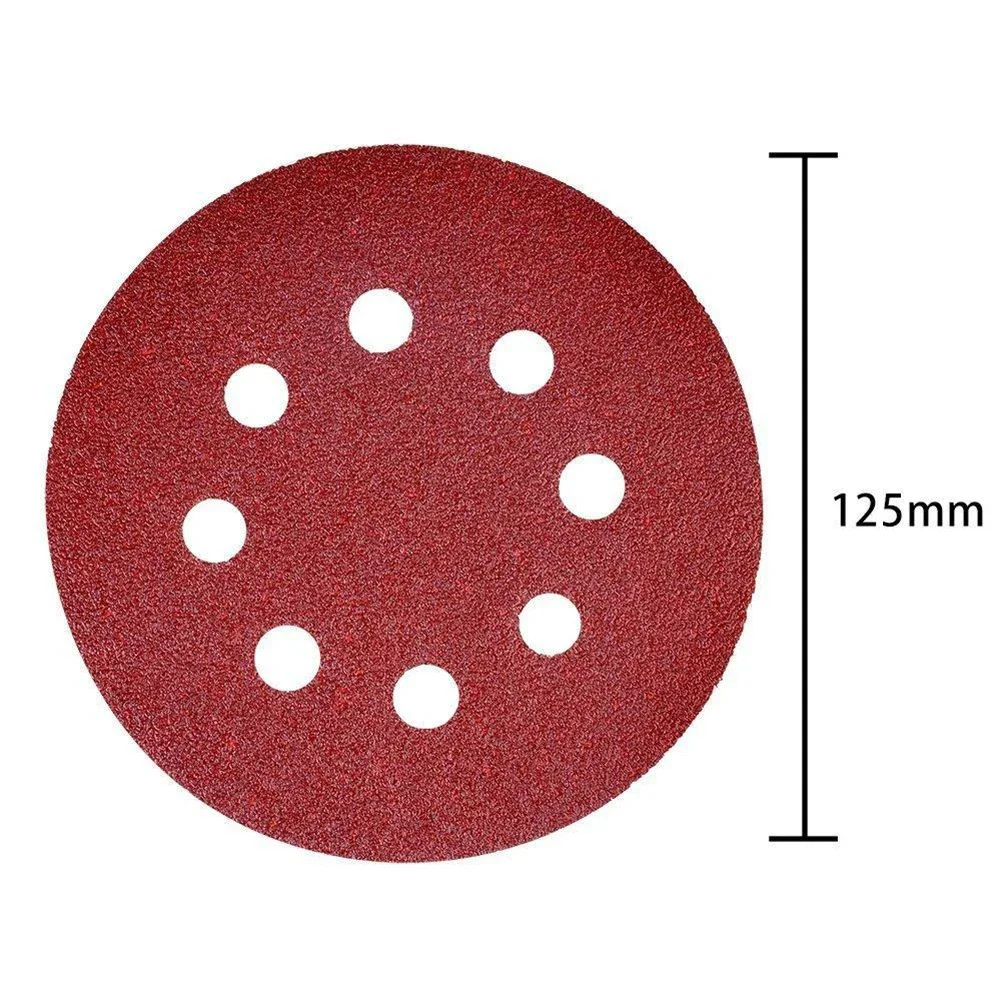 

50pcs Sanding Discs With 8 Holes 125mm 5 Inch Aluminium Oxide Hook And Loop For Orbital Sanders Abrasive Tools