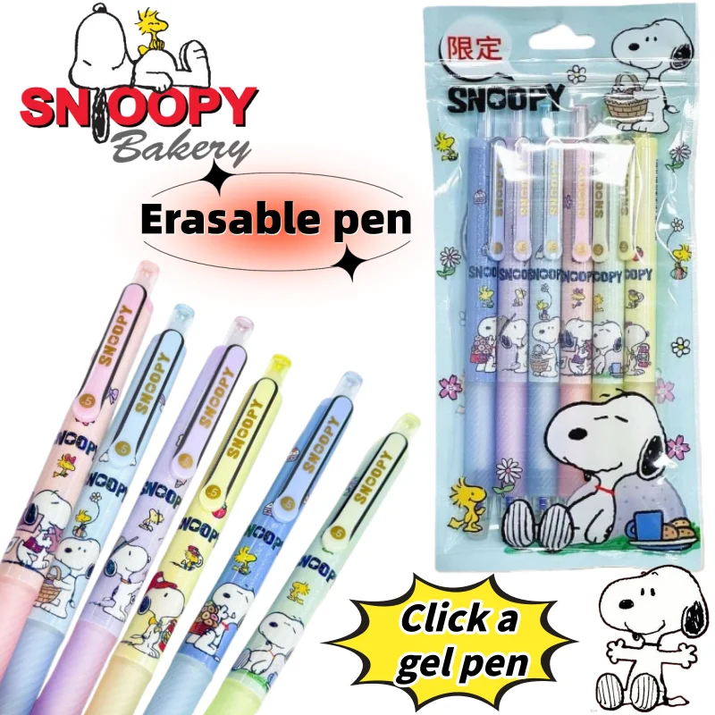 

Ручка-гель Snoopy Woodstock, креативная, мультяшная, стираемая, синяя, с клик-механизмом, милый аниме-товар, не размазывается, для подписи студентов