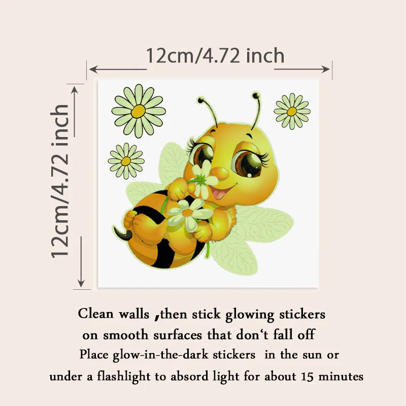 Cartoon Bees Wall Switch Stickers for Chlidren Room Bedroom Decoration Animal Unicorn Head Glow in Dark Fluorescent Wall Sticker