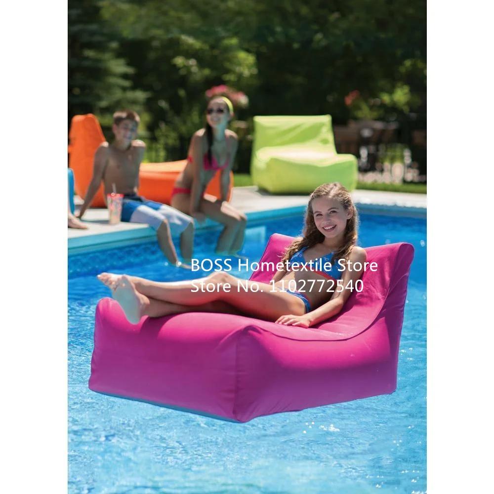 Real sun bed water and sun enjoy pool floating beanbag  relaxing chair coxing quality bean bag sleeping lazy L sofa shape seat