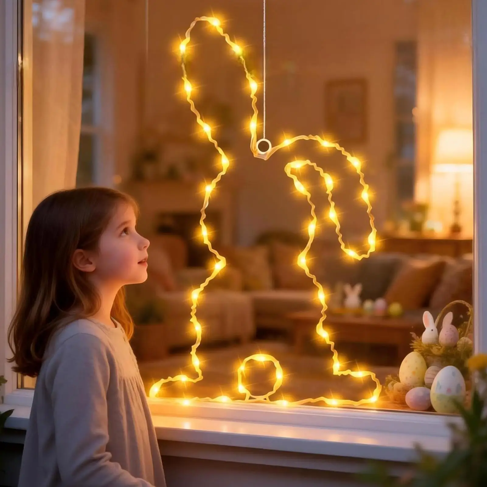 

Пасхальные светильники-зайчики для окон с LED-подсветкой, дистанционным управлением и таймером, весенние лампы, пасхальные украшения для праздников, Дня благодарения, дней рождения