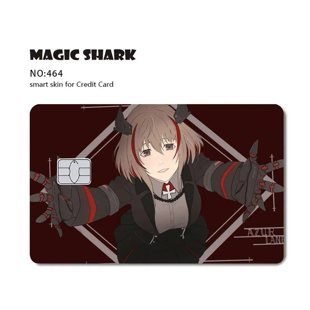 ملصقات بطاقات Azure Lane لبطاقة الائتمان الخصم أو حفظ الغلاف على غطاء جلدي رفيع للغاية ولا يبهت #3