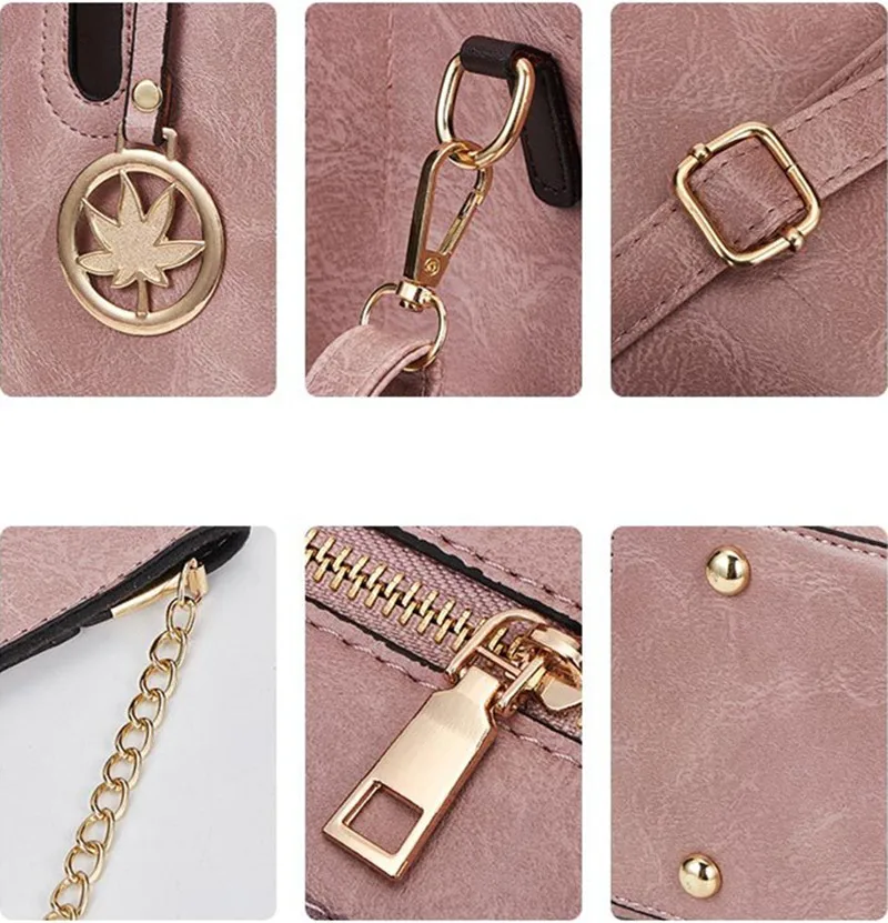 Damska torba 3 w 1 w stylu retro z ekoskóry, torebka na ramię, damska torba codzienna z nadrukiem liczi, zestaw 3 sztuk torebek listonoszek z ekoskóry.