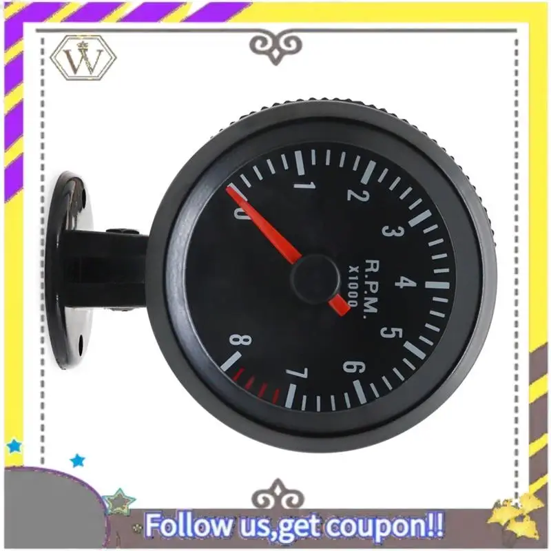 

L38A-2Inch 52Mm Car Meter Tachometer RPM Gauge 0-8000RPM Analog Black Case For 1-8 Cylinders Gasoline Car