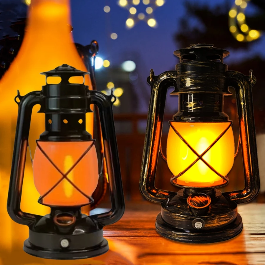 

Retro LED Camping Light USB Rechargeable Hanging Tent Lights Portable Horse Lantern 3 Lighting Modes For Outdoor Desk Lighting