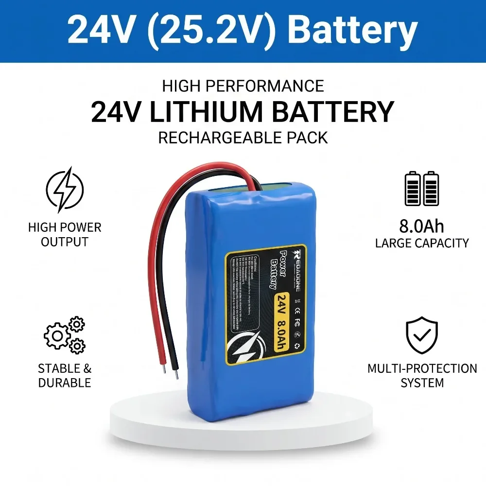 24V 25.2V 8000mAh 18650 7S1P Lithium Ion Pack BMS Protected for Monitoring Equipment Outdoor Audio Speaker Balance Unicycle Car