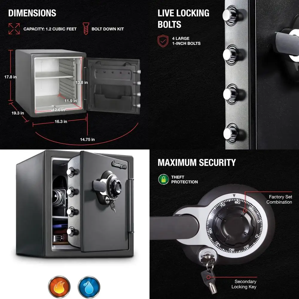 

Прочный серый стальной сейф с кодовым замком для домашней безопасности, ценных вещей и важных документов