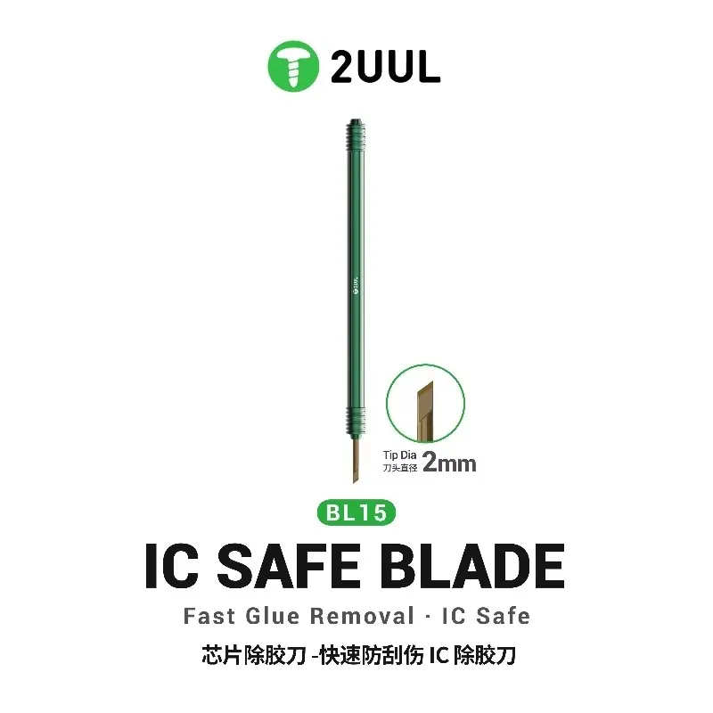 2UUL BL15 Chip Glue Remover Blade Replaceable Tip for Cleaning Underfill Black Glue CPU IC Chip Safe Mobile Phone Repair Tools