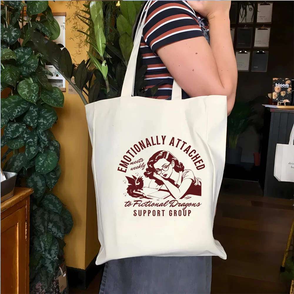 Emotionally Attached To Fictional Characters Casual Bookish tote bag Book Lover Shopping Bag Romance Reader