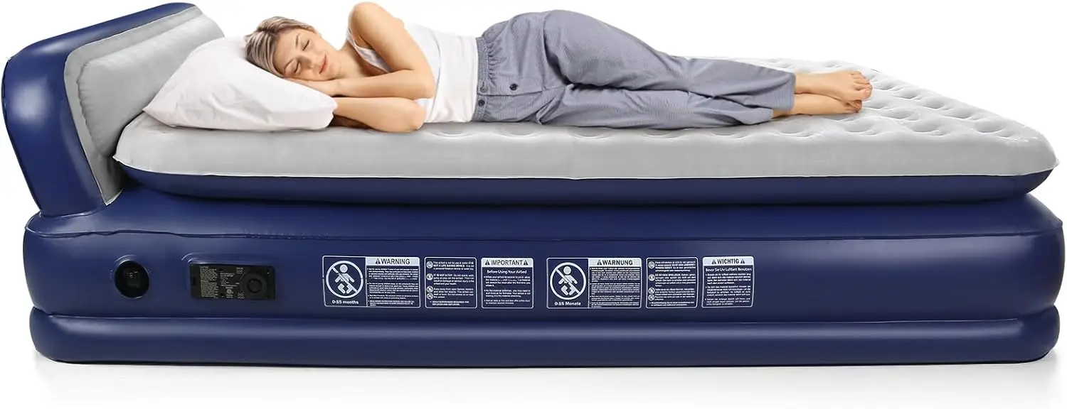 Luxury Comfort-Plush Air Mattress with Built-in Electric Pump & Enhanced Coil Technology - Double Height Inflatable Mattress for