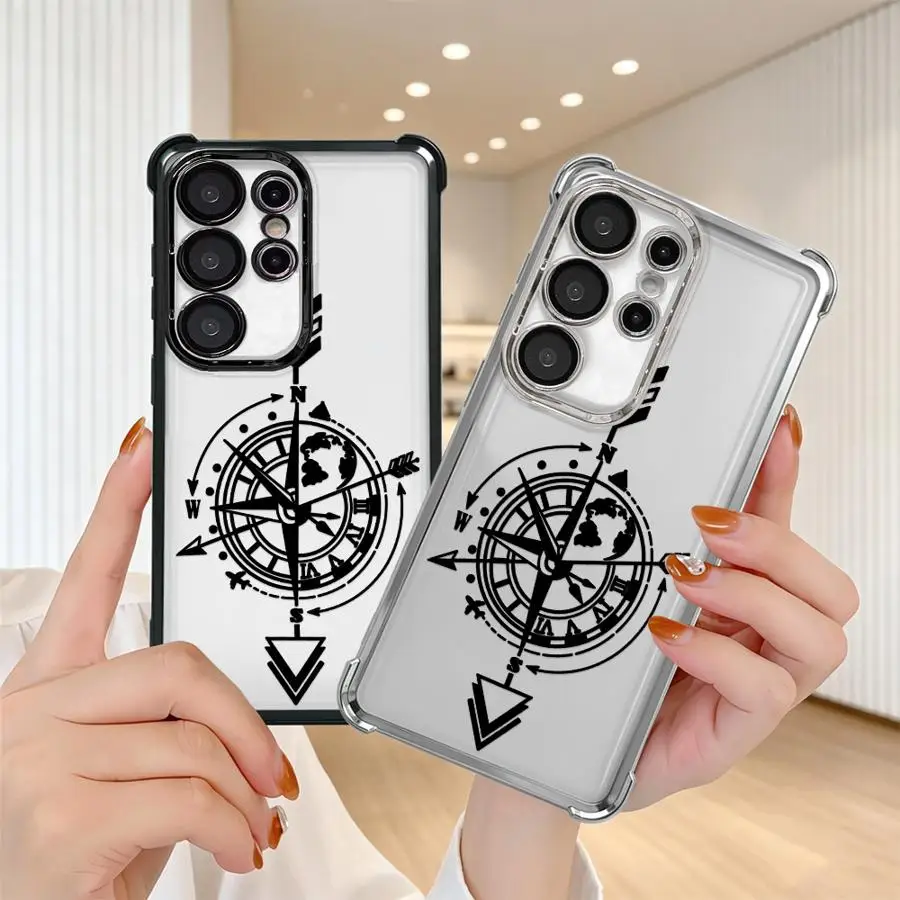 Dual Arrow Compass Case for Samsung Galaxy S26 Ultra S24Ultra S23 S25Ultra S24 S20 FE S21 Plus S25 Edge S22 Ultra Phone Cover
