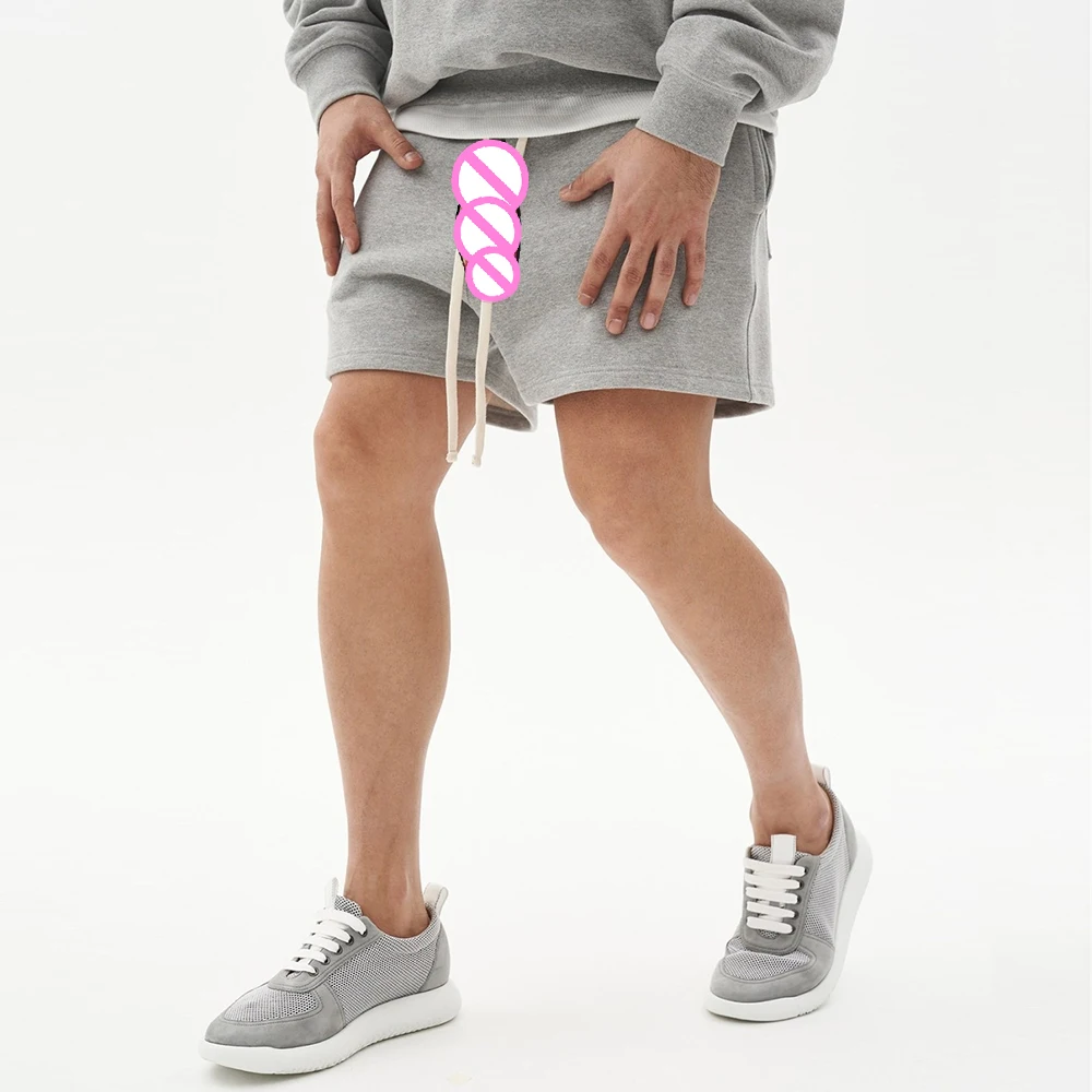 Pantalones cortos deportivos informales para hombre, prenda Invisible con entrepierna abierta, de algodón, con cordón, para entrenamiento erótico