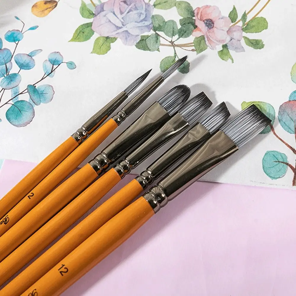 

Synthetic Nylon Hair Painting Brushes Kits Round Head Spike Head Art Paint Brushes Wooden Handle Stationery Drawing Tool