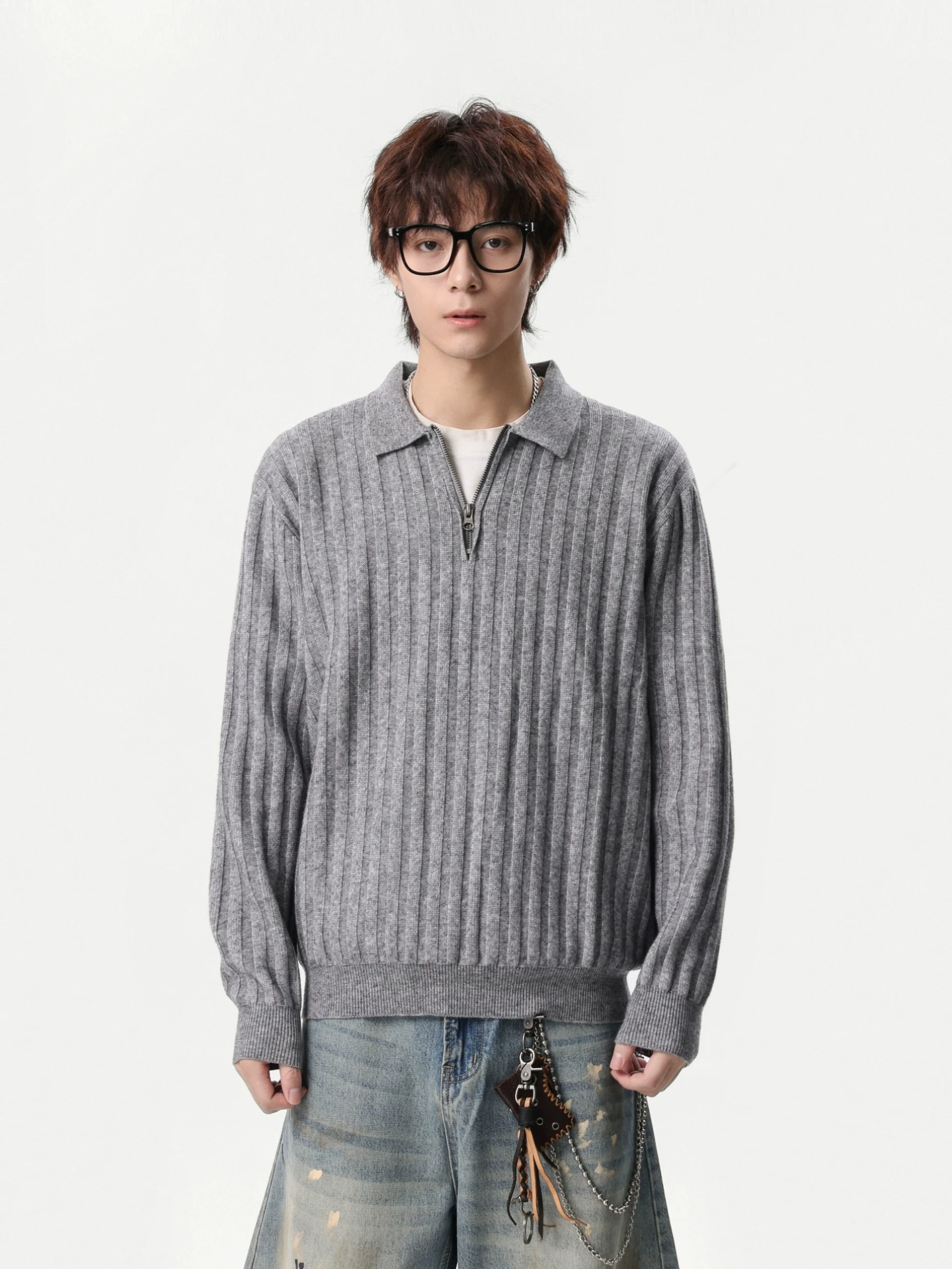 

Smart Sensation Thi Stripe f Zip Ne трикотаж мужской американский ретро текстурированный вязаный свитер теплый повседневный длинный све