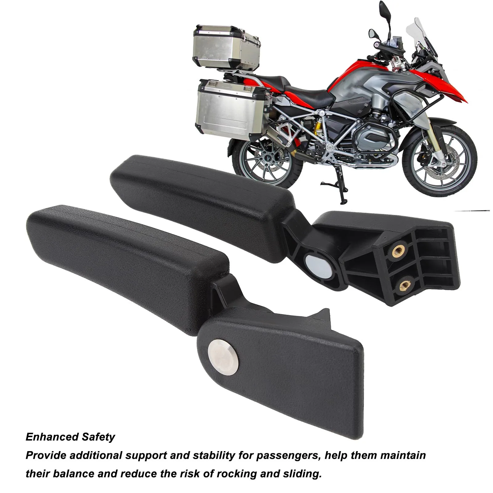 Rear Seat Passenger Armrest 1 Pair Motorcycle Rear Box Passenger Armrest Rear Seat Mount Handrail for R1200GS Aluminum Rear Box
