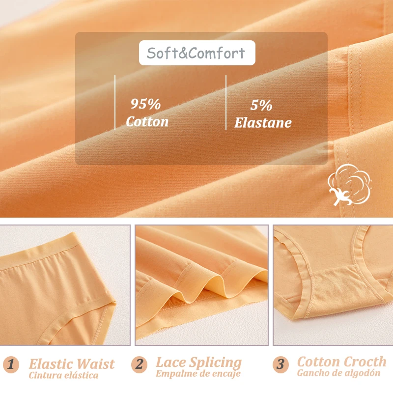 3Pcs/Set Women Cotton Briefs Seamless High Waist Breathable Underwear Female St… - Image 5
