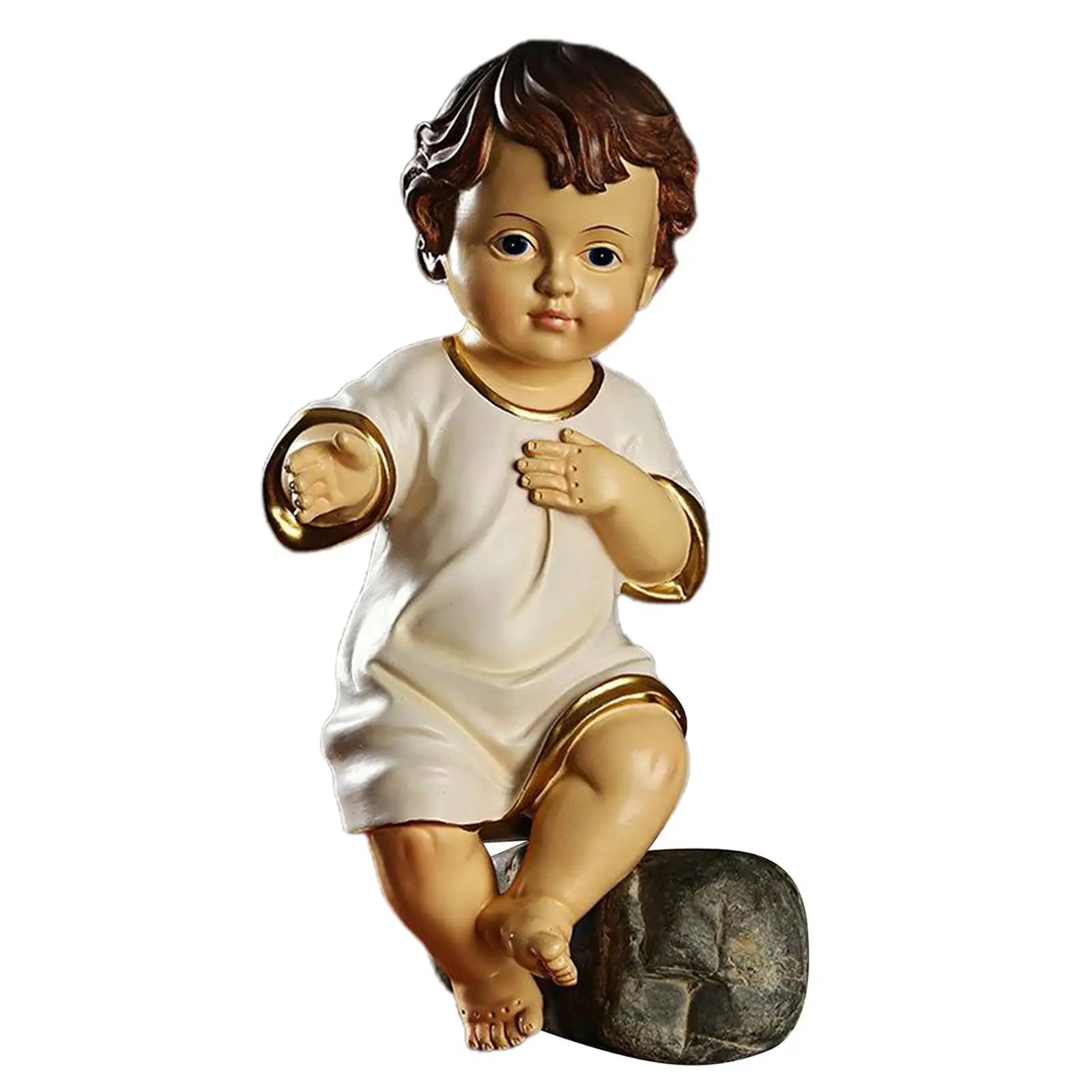 Hand Painted Resin Boy Statue Figurines Baby Boy Sculpture Ornaments Kids Home Decor Collectible for Indoor Outdoor Garden Patio