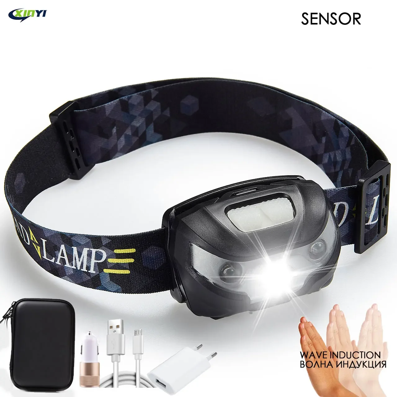 Powerfull LED Headlamp Rechargeable Body Motion Sensor Headlight Camping Flashlight Head Light Torch Lamp With USB