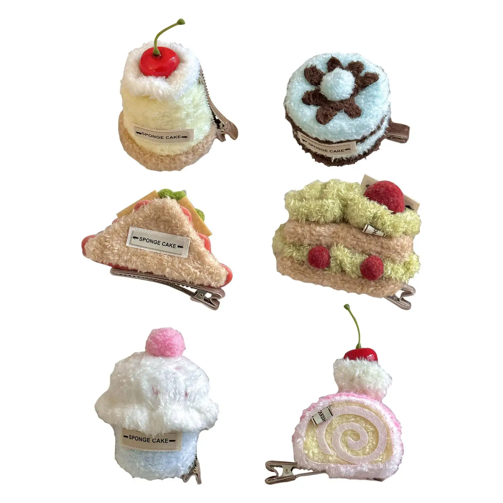 

Cute Hair Clip Cake Shape Gifts Hair Decoration Funny Decorative Headwear Plush Dessert Clip Girls Hairpin for Women Girls Party