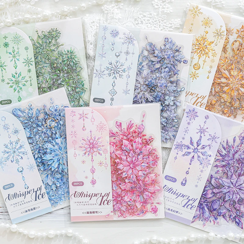 Journal GO 20pcs Colorful Snowflakes Stickers Phone Journal Scrapbooking Card Making DIY Cute Sticker Stationery Label