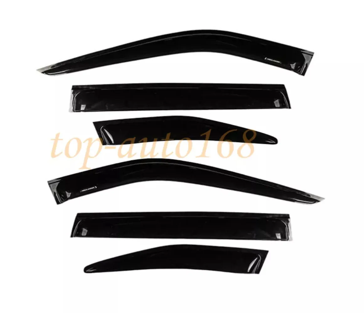 6X Black Window Visor Vent Shades Sun Rain Guard For Toyota Highlander 2020-2022