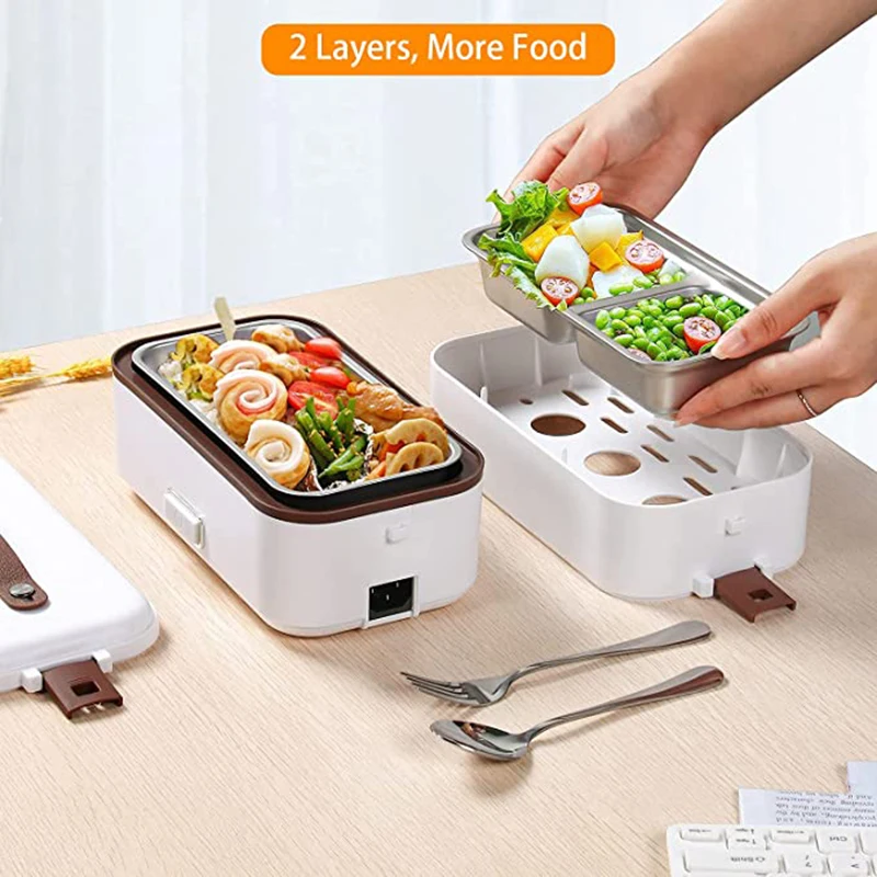 

New Double-layer Lunch Box Food Container Portable Electric Heating Insulation Dinnerware Food Storage Container Bento Lunch Box