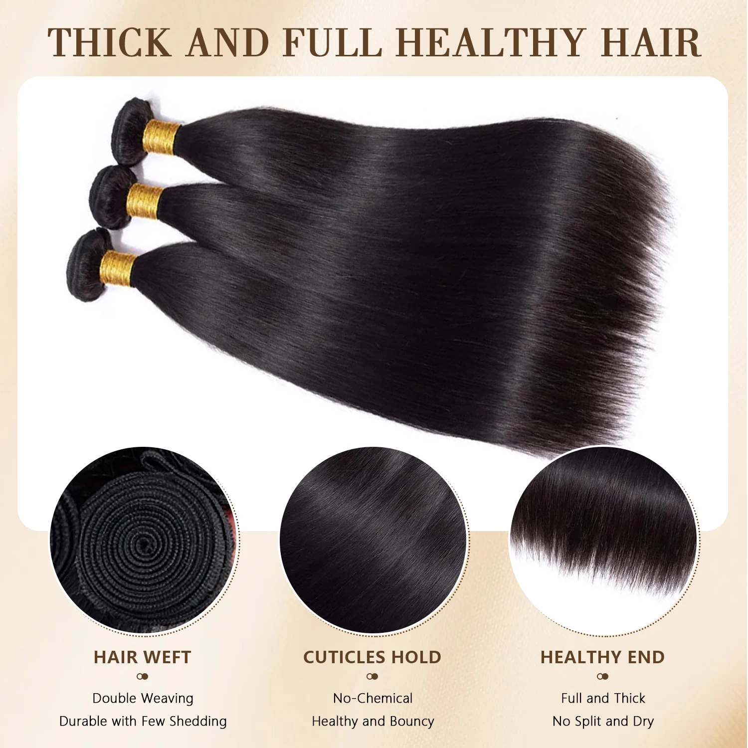 Brazilian Straight Human Hair Bundles Cuticle Aligned Natural Black 8‑30Inch 1‑3Pcs Hair Weft Extensions Silky Smooth For Women