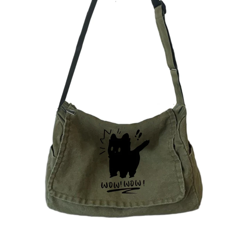 

Women's Cat Pattern Crossbody Bags Canvas Shoulder Bag Large Messenger Bag For Female Students To Hold Books Bag
