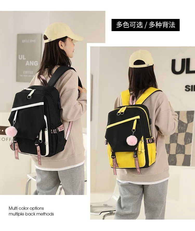 Malha respirável, com USB, jack 3,5 mm, preto azul rosa branco amarelo, Alan Walker, Marshmello, bolsas escolares, mochilas de anime para meninos e meninas