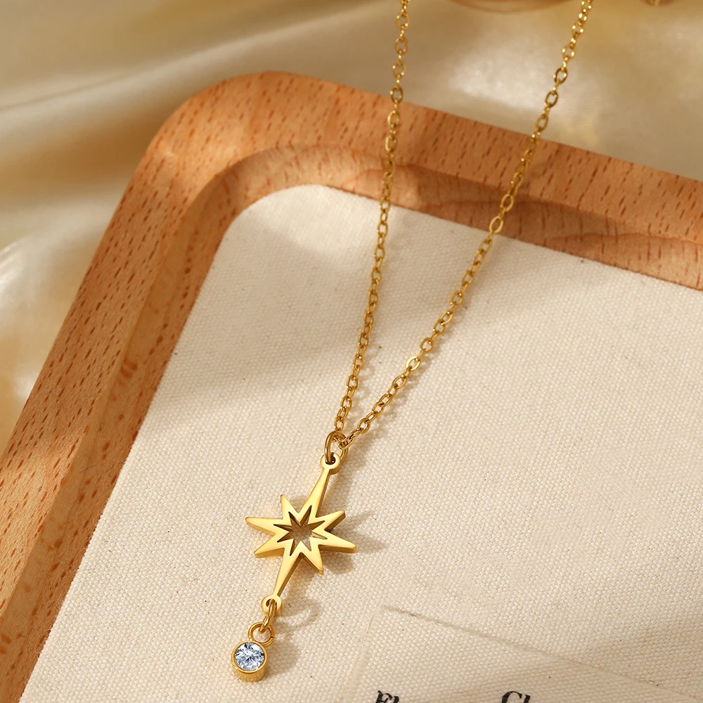 Stainless Steel Necklaces Minimalist Hollow Star Of David Pendant Exquisite  Necklace For Women Jewelry Banquet Fine Gifts New