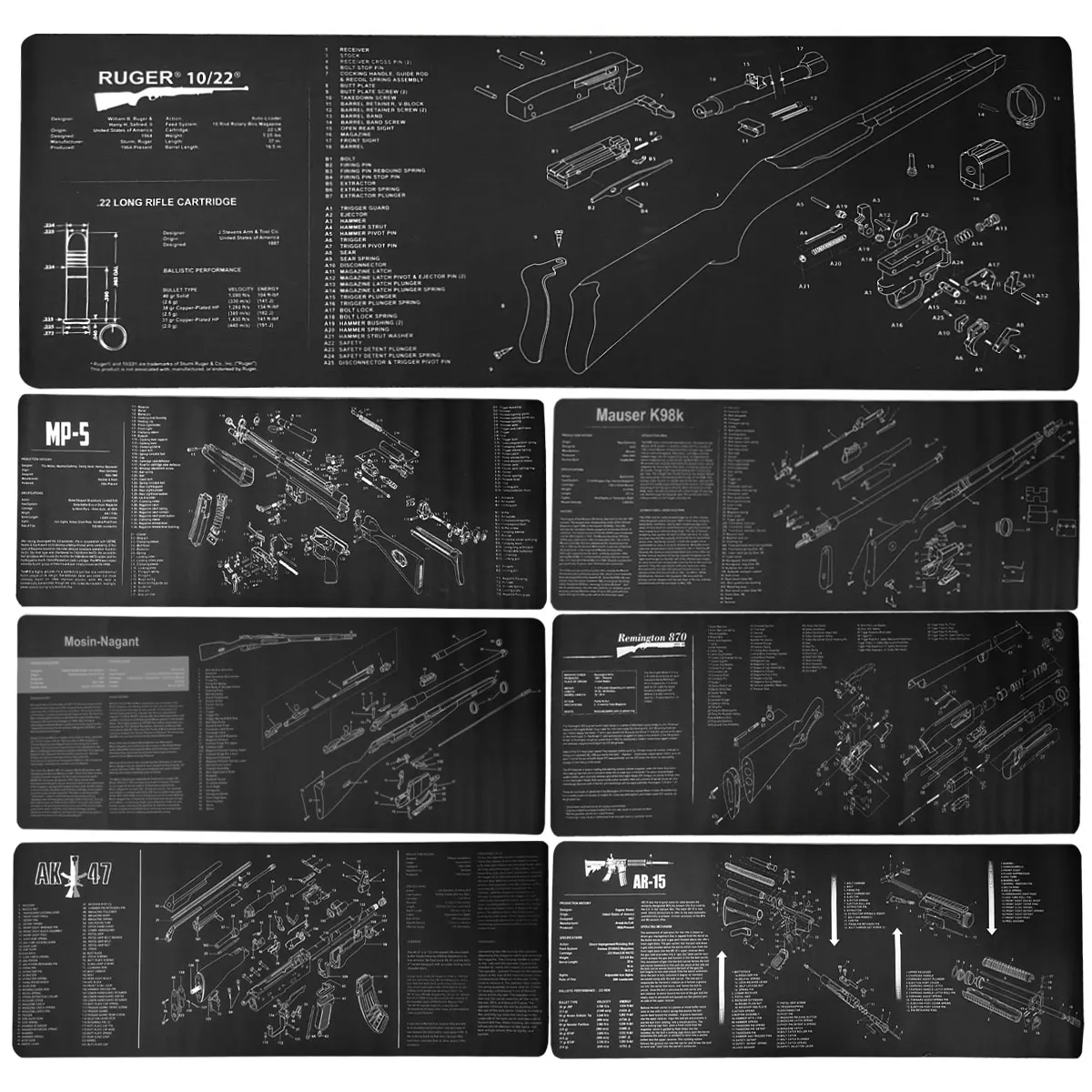 30*90CM GUN Mouse Pad AR15 AK47 Remington 870 Rifle Gun Smith Repair Build Bench Pads Cleaning Rubber Parts Diagram Instruction view 2