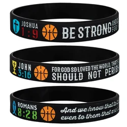 1pc/3pcs Christian Bible Verse Basketball John 316 Joshua 19 Romans 828 rubber bracelet silicone wristband