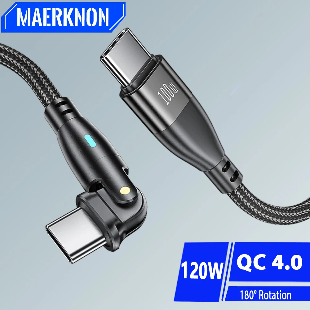 

USB C To USB C Cable 180 Degree Rotation PD 100W Fast Charging Cable For Xiaomi 13 12 Poco Samsung Quick Charge 4.0 Type C Cable