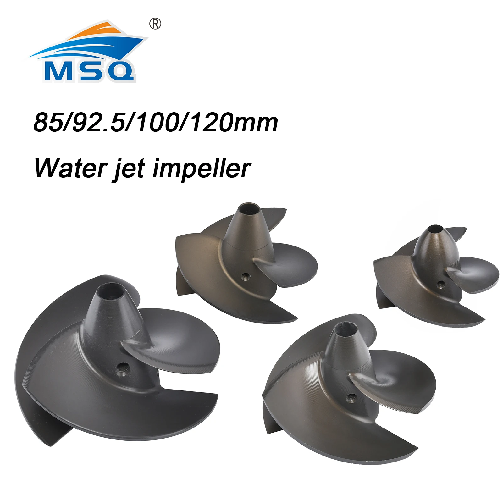 MSQ 85mm/92.5mm/100mm/120mm Aluminium Impeller Water Jet Impeller / 316 stainless steel shaft for surfboard rc model Boat / Boat