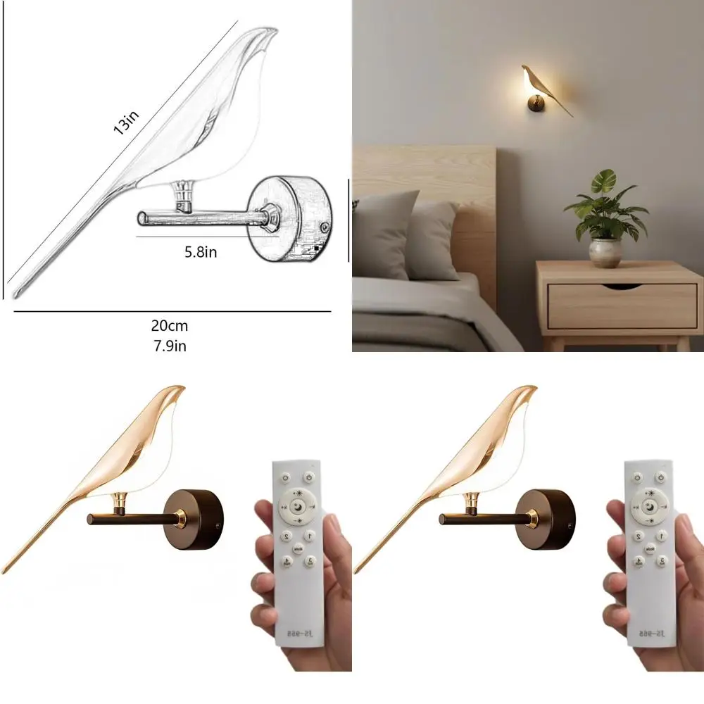 

Светодиодный настенный светильник в форме золотой птицы, вращающийся для спальни или гостиной (одна головка)