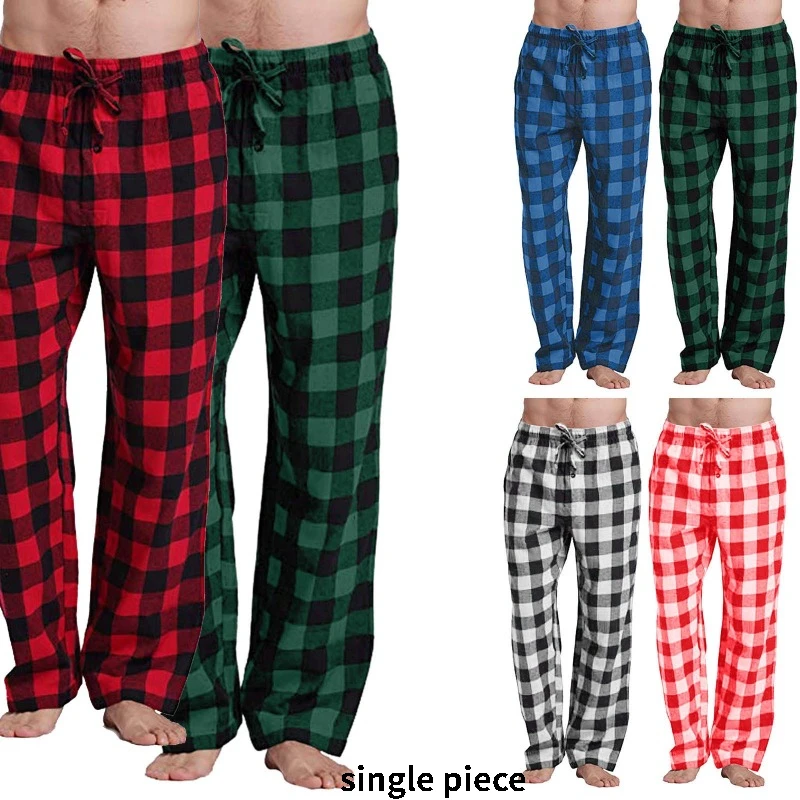 

Men's Casual Home Pants Checkered Sleeping Pants Cross Season Sports Pajama Pants Light Mature Casual Straight Shape Spring Fall