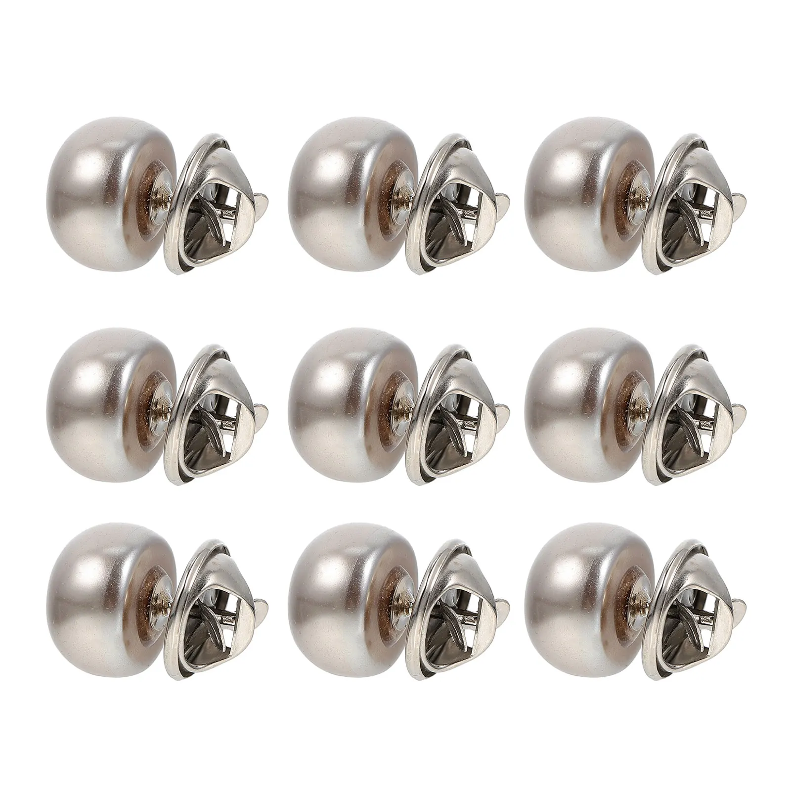 

10 Pcs Invisible Snaps Brooch Buttons Small Decorative Large Pin Black Metal Cleavage Tack Brooches Pearl