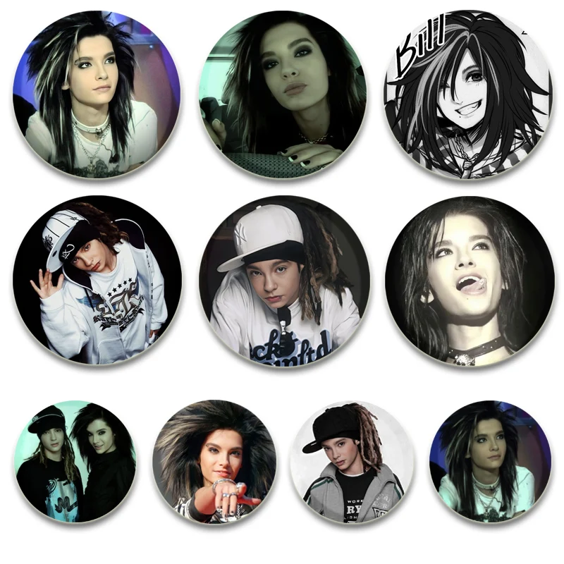 Round Snap-in Brooches Rock Band Lapel Pins Tokio Hotel Bill Kaulitz Badges Fan Collection Accessories Jewelry Handmade Gifts