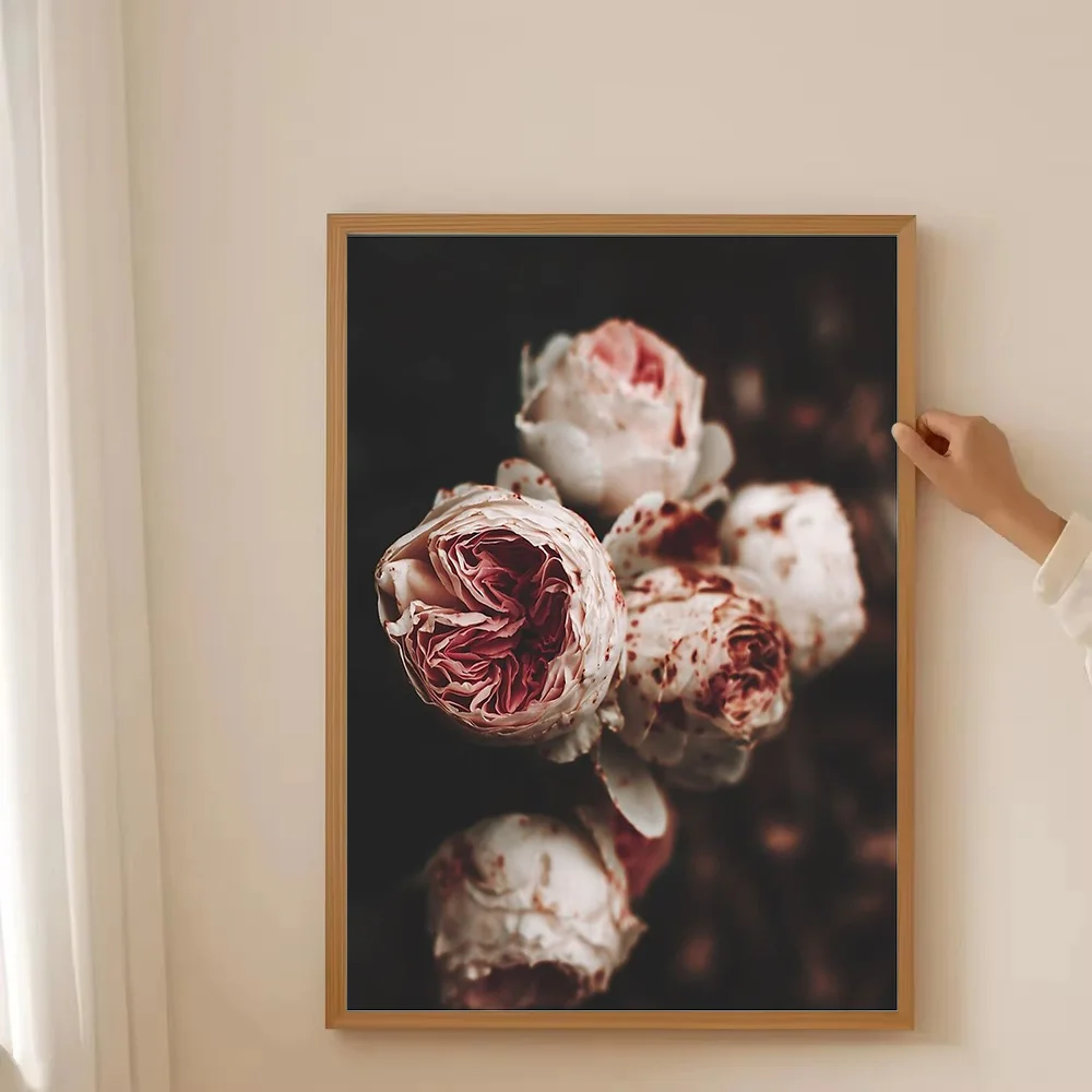 خمر روز قماش جدار الفن الأزهار اللوحة رومانسية زهرة طباعة النباتية ديكور المنزل صورة كبيرة الحجم العمل الفني الحديث #3